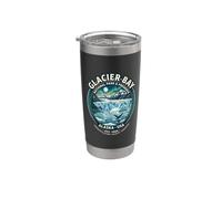 Emblema Aurora de ballena vintage del parque nacional de la bahía de los glaciares Alaska Vaso térmico de acero inoxidable de doble pared