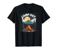 Emblema creativo de campamento para una aventura fresca Camiseta