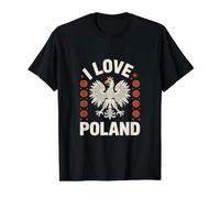 Emblema de águila polaca I Love Poland Camiseta gráfica económica, Hombre, Negro, L