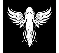 Emblema de alas de ángel de gracia celestial, logotipo de ángel de serenidad celestial Pegatinas de pared de vinilo 54.6x58.1cm No daña la superficie de la pared Blanco