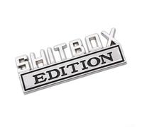 Emblema de aleación de zinc edición Shitbox para Aveo Trunk calcomanía calcomanía trasera decoración accesorio de adorno acabado plateado logotipo de metal (plata y negro)