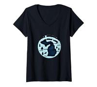 Emblema de Aventura escénica de los Grandes Lagos del Lago Michigan Camiseta Cuello V, Mujer, Negro, M