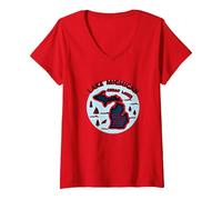 Emblema de Aventura escénica de los Grandes Lagos del Lago Michigan Camiseta Cuello V, Mujer, Rojo, M