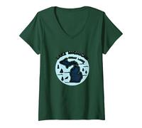 Emblema de Aventura escénica de los Grandes Lagos del Lago Michigan Camiseta Cuello V, Mujer, Verde Bosque, M