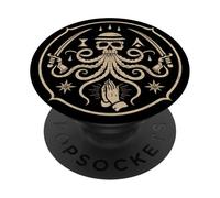 Emblema de Calavera Oculta y Pulpo | Ilustración mística Vintage PopSockets PopGrip Adhesivo