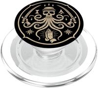 Emblema de Calavera Oculta y Pulpo | Ilustración mística Vintage PopSockets PopGrip para MagSafe
