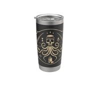 Emblema de calavera oculta y pulpo | Ilustración mística vintage Vaso térmico de acero inoxidable de doble pared
