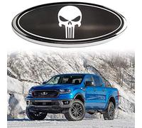 Emblema de Calavera para Rejilla Delantera y Trasera, Placa Ovalada de 9 Pulgadas para F150 2004-2014, F250 F350 2005-2007, Explorer 11-16, Edge 11-14, Rango 06-11, Expedition 07-14 (Negro)