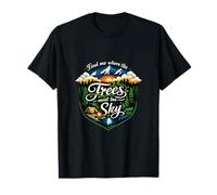 Emblema de Camping Mountain Trees Meet Sky Camiseta