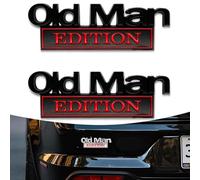 Emblema de Coche Old Man Edition, calcomanía de Metal 3D, Placa de identificación de Metal, calcomanías Divertidas para Autos, Camiones, SUV, Placa de Nombre Lateral o Trasera (Negro Rojo)