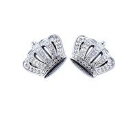 Emblema de corona de diamante 3D intermitente para coche, calcomanía de metal para decoración exterior del coche (plata pequeña)