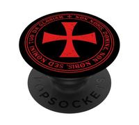 Emblema de Cruz de Caballeros templarios | Christianity Black PopSockets PopGrip Adhesivo