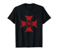 Emblema de Cruz Sigillum MILITUM XPISTI de los Caballeros Templarios Camiseta gráfica económica, Hombre, Negro, M