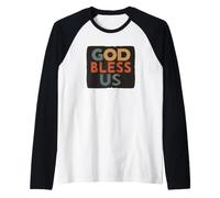 Emblema de discurso Cool God Bless Us Camiseta Manga Raglan