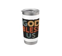 Emblema de discurso Cool God Bless Us Vaso térmico de acero inoxidable de doble pared