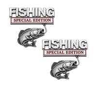 Emblema de gancho de pesca, insignia de vehículo de aleación de aluminio impermeable para camión, SUV, calcomanía de pesca de edición especial, calcomanía de metal duradero, 10 cm, 2 unidades