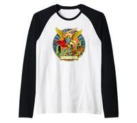 Emblema de Guerrero angélico de San Miguel Escudo divino Camiseta Manga Raglan