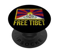 Emblema de la Bandera tibetana del Tíbet Gratis para Restaurar el Dalai Lama PopSockets PopGrip Adhesivo