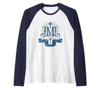 Emblema de la Familia Mary Joseph Jesus Camiseta Manga Raglan