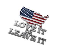 Emblema de metal autoadhesivo con texto en inglés "Love It Or Leave It"