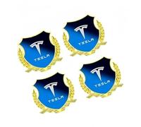Emblema de Metal para Tesla Roadster 2008 2009 2010 2011 2012, Calcomanías, Decoración para Coches, Calcomanía Adhesiva Resistente A Rayones, 4 Piezas,Gold and Blue