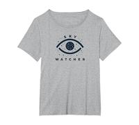 Emblema de observación de Estrellas de Ojo Celestial Sky Watcher Camiseta, Mujer Tallas Grandes, Gris Jaspeado, 4XL Grande