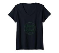 Emblema de Orgullo rústico de Ciudad Natal Born & Raised Camiseta Cuello V, Mujer, Negro, XL