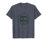 Emblema de Orgullo rústico de Ciudad Natal Born & Raised Camiseta, Hombre, Azul Jaspeado, M