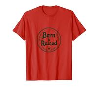 Emblema de Orgullo rústico de Ciudad Natal Born & Raised Camiseta, Hombre, Rojo, 3XL