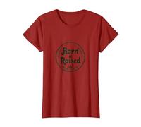 Emblema de Orgullo rústico de Ciudad Natal Born & Raised Camiseta, Mujer, Arándano, L