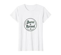 Emblema de Orgullo rústico de Ciudad Natal Born & Raised Camiseta, Mujer, Blanco, XXL