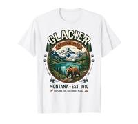 Emblema de Oso Pardo Vintage del Parque Nacional Glacier Montana Camiseta