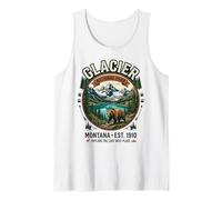 Emblema de Oso Pardo Vintage del Parque Nacional Glacier Montana Camiseta sin Mangas