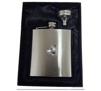 Emblema de peltre inglés con cabeza de lobo A66 en acero inoxidable de 6 onzas