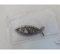 Emblema de Pez Jesús, Plateado, Metal, Símbolo Cristiano, Adhesivo para Coche