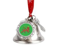 Emblema del León de Judá del Imperio Etíope, adorno de campana de Navidad chapado en hierro, decoraciones de campanas con cinta roja para árbol de Navidad