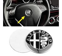 Emblema Escudo para Alfa Romeo Giulietta Mito 147 159 156 4C Brera,40mm Logo Adhesivo para Volante/Capó Delantero Trasero Emblema/Emblema para Maletero para Carrocería Pegatinas,Black