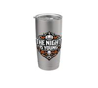 Emblema espeluznante de Halloween The Night Is Young Vaso térmico de acero inoxidable de doble pared