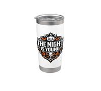 Emblema espeluznante de Halloween The Night Is Young Vaso térmico de acero inoxidable de doble pared