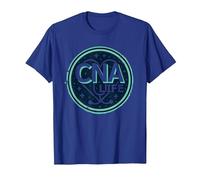 Emblema Estrellado de la Vida de CNA para Mujeres Profesionales de la Salud Camiseta, Hombre, Azul Real, M