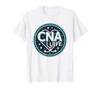 Emblema Estrellado de la Vida de CNA para Mujeres Profesionales de la Salud Camiseta, Hombre, Blanco, S