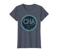 Emblema Estrellado de la Vida de CNA para Mujeres Profesionales de la Salud Camiseta, Mujer, Azul Jaspeado, S