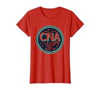 Emblema Estrellado de la Vida de CNA para Mujeres Profesionales de la Salud Camiseta, Mujer, Rojo, L