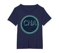 Emblema Estrellado de la Vida de CNA para Mujeres Profesionales de la Salud Camiseta, Mujer Tallas Grandes, Azul Marino, 1XL Grande