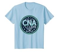 Emblema Estrellado de la Vida de CNA para Mujeres Profesionales de la Salud Camiseta, Niños, Azul Bebé, 10 años