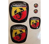 Emblema Fiat trasero, logo para volante y 2 emblemas para llavero.Para capó y maletero. Adhesivos de resina, efecto 3D.Insignia Escorpión, con fondo negro.
