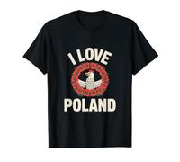 Emblema Floral de águila I Love Poland Camiseta gráfica económica, Hombre, Negro, L