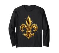 Emblema francés Ornamental clásico Fleur-De-LYS Splash Manga Larga