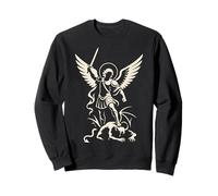 Emblema Minimalista de ángel con Silueta de San Miguel Arcángel Sudadera