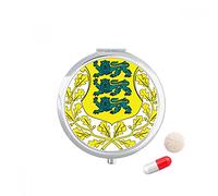 Emblema nacional de Estonia de país Travel bolsillo píldora caso medicina dispensador espejo regalo caja de almacenamiento